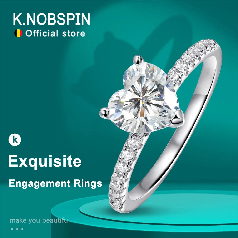 Heart Cut Moissanite Ring, 1ct or 2ct in 925 Silver