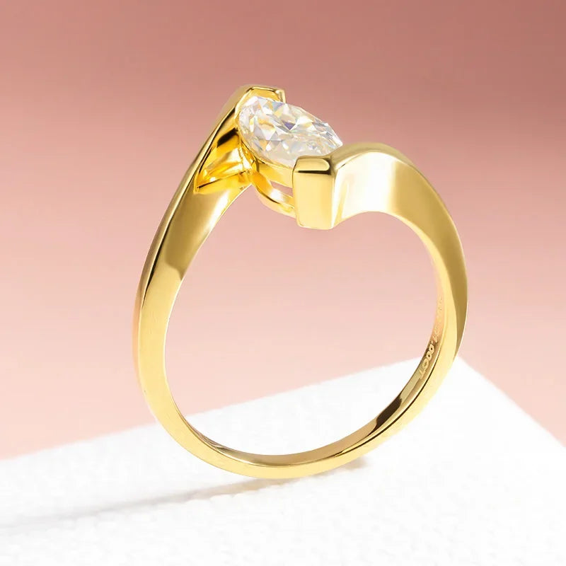 Marquise Moissanite Solitaire Ring, 1ct in 925 Silver