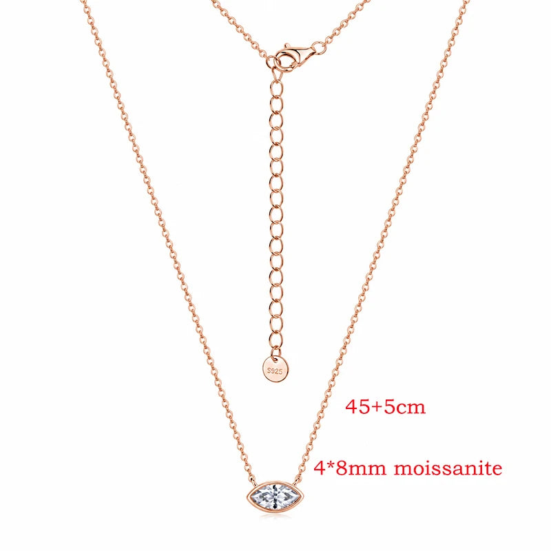 4x8mm Marquise Moissanite Necklace, D VVS1 in 925