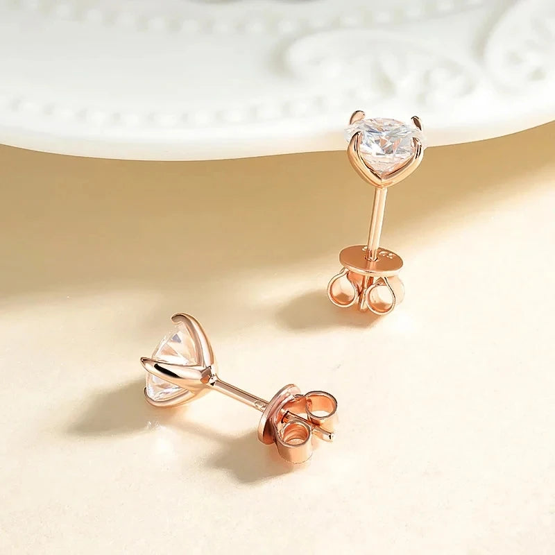 Moissanite Stud Earrings, 0.1ct to 3ct, 925 Silver 18k