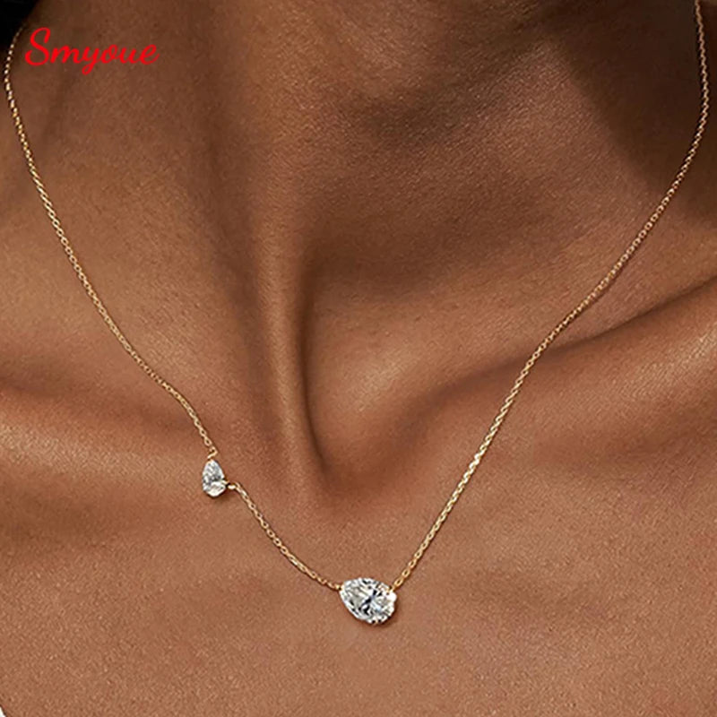 2.5cttw Two Stone Pear Moissanite Necklace, 925 Silver