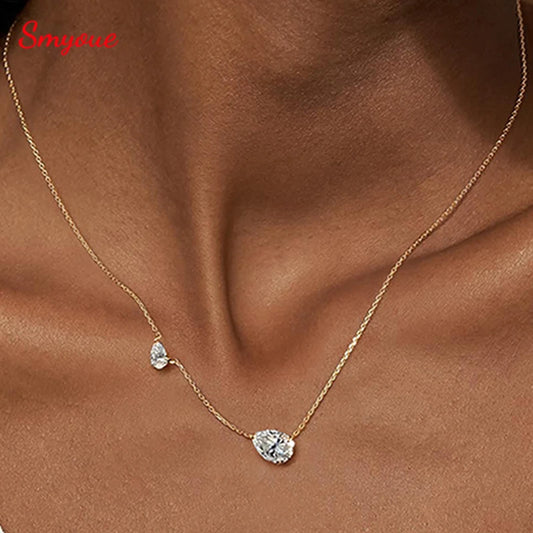 2.5cttw Two Stone Pear Moissanite Necklace, 925 Silver