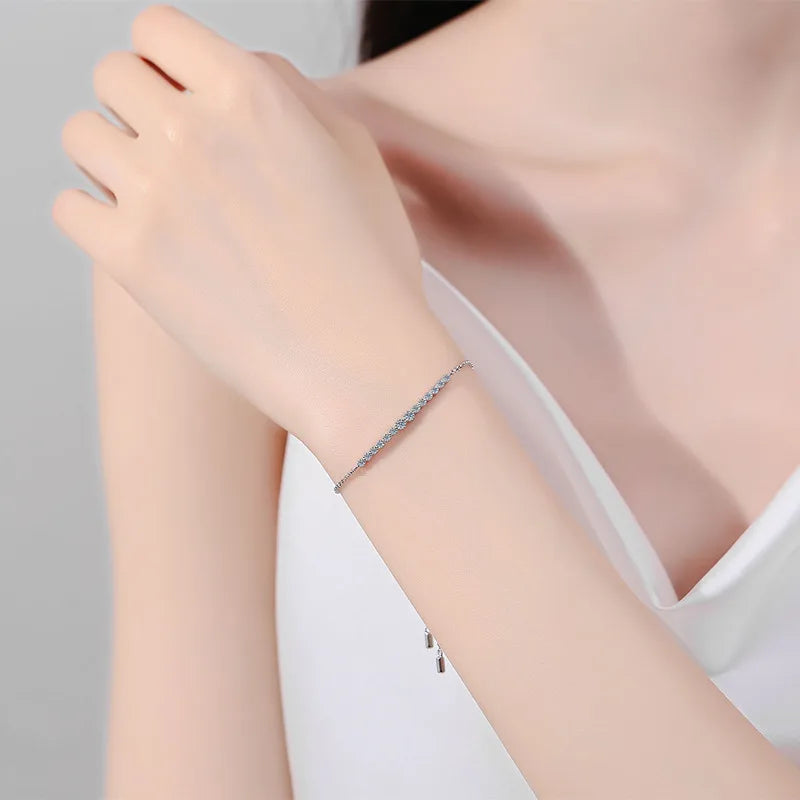Gradient Moissanite Bracelet, Adjustable 14 to 22cm