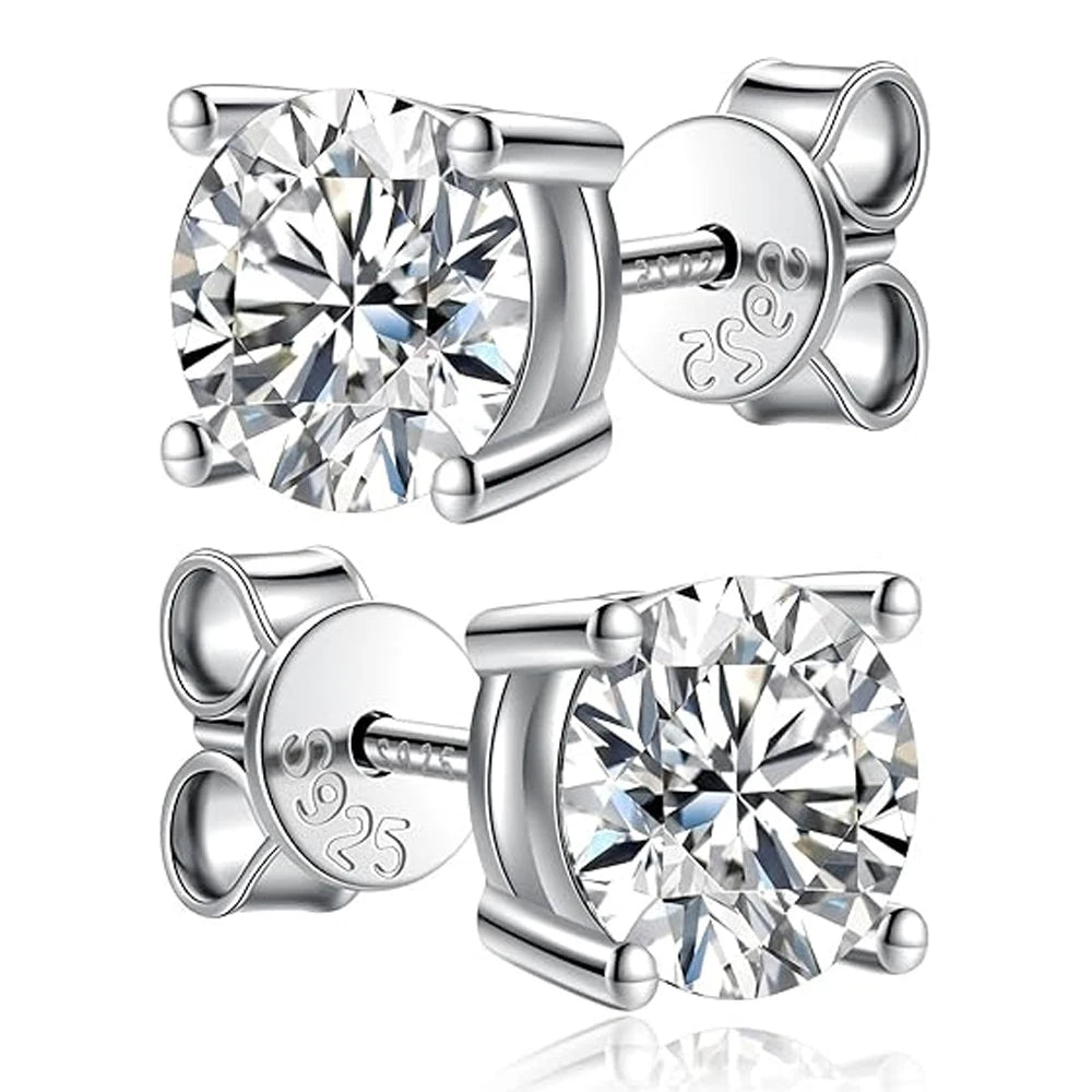 Moissanite Stud Earrings, 0.3ct to 7ct in 925 Silver