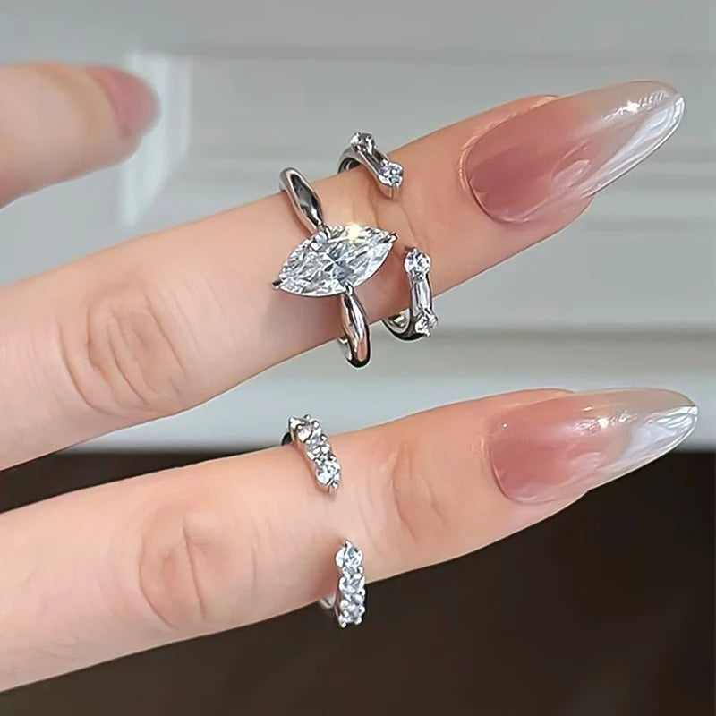 Marquise Moissanite Stacking Ring Set in 925 Silver