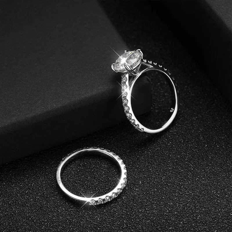 Moissanite Bridal Ring Set with Eternity Band