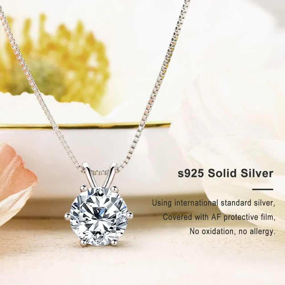 Claw Set Moissanite Solitaire Necklace, 0.5ct to 5ct