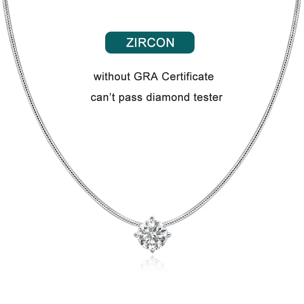 Dainty Moissanite Pendant Necklace, 0.5ct to 2ct s925