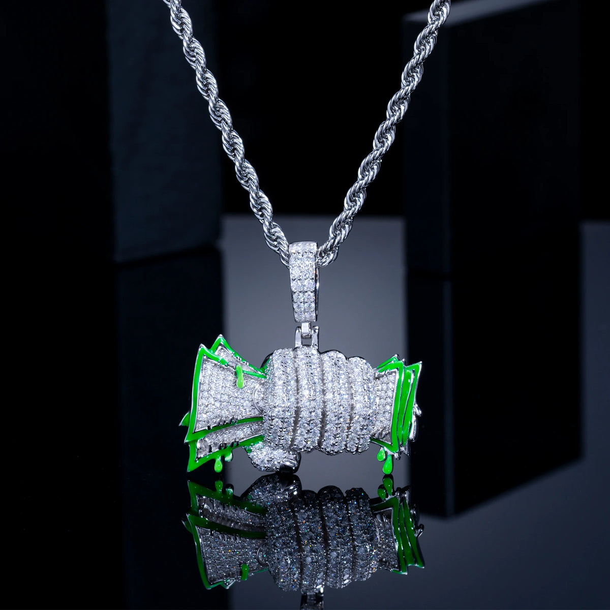Moissanite Pendant Necklace, Skull, Heart or Dollar