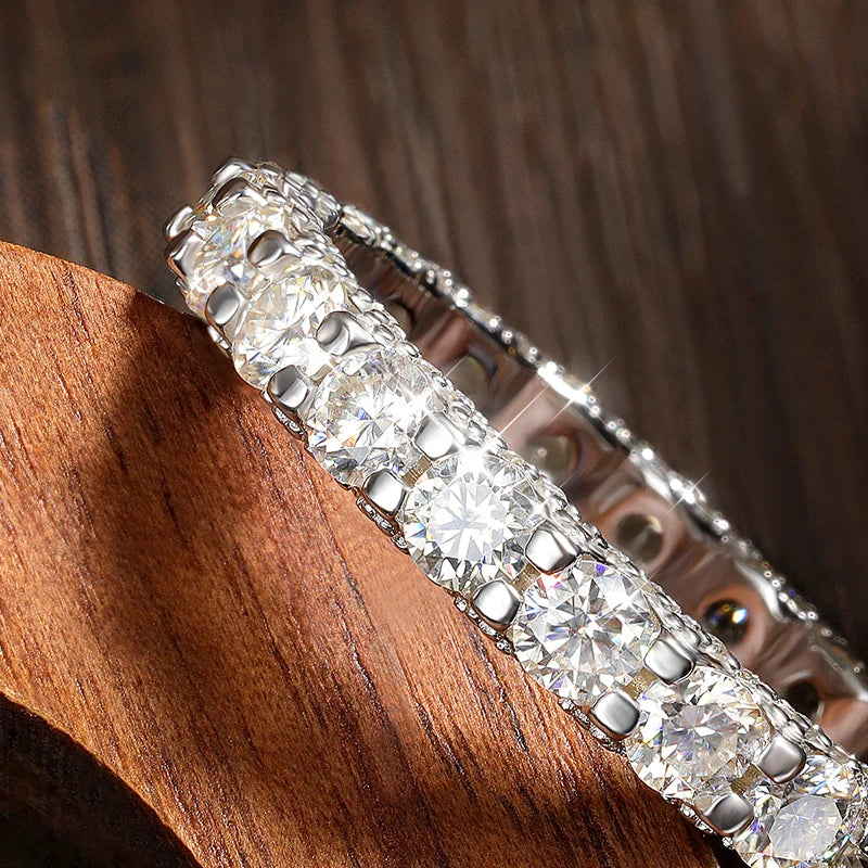 2.5ct Moissanite Wedding Band in 925 Silver, GRA