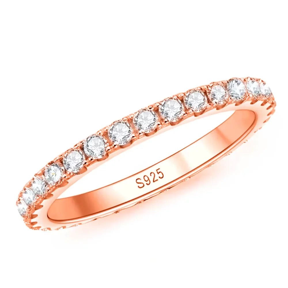 2mm or 3mm Moissanite Eternity Band in 925 Silver