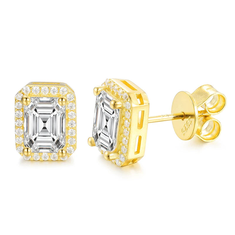 Ascher Cut Moissanite Earrings in 925 Silver