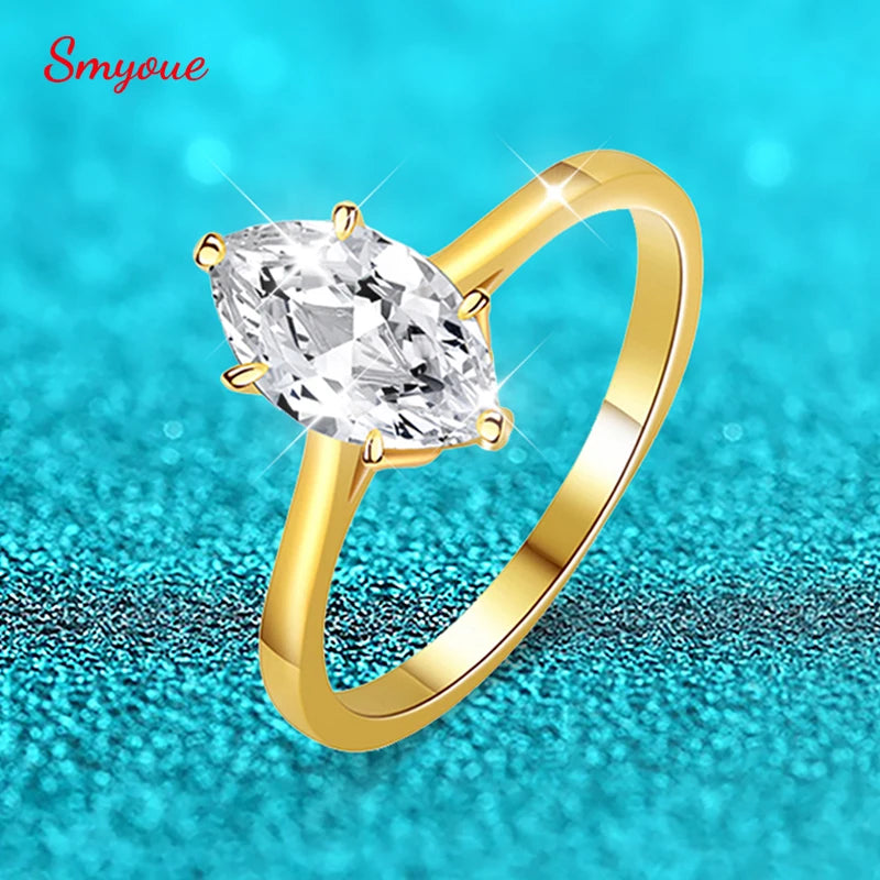 1ct Marquise Moissanite Engagement Ring in 925 Silver