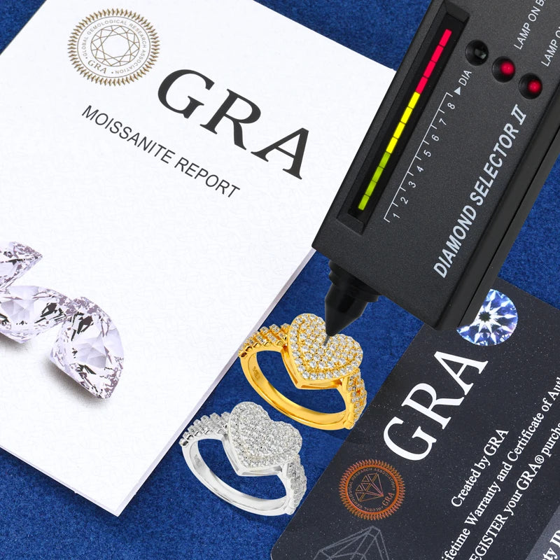 Cuban Heart Ring, Moissanite or Zircon in 925 Silver