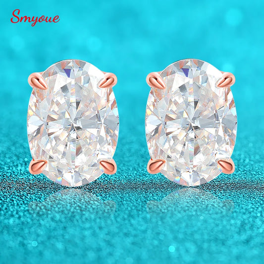 Oval Moissanite Stud Earrings, 1ct to 4ct Each