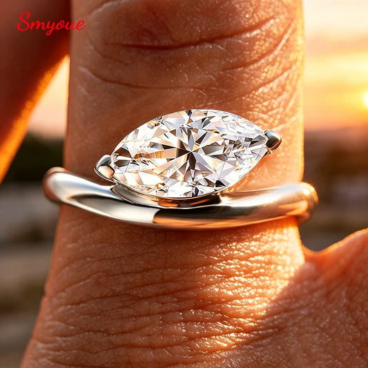 2ct Marquise Moissanite Ring, 6x12mm in 925 Silver