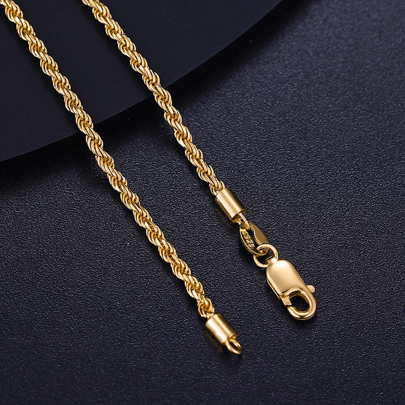 2.5mm Rope Chain Necklace in S925 Sterling Silver