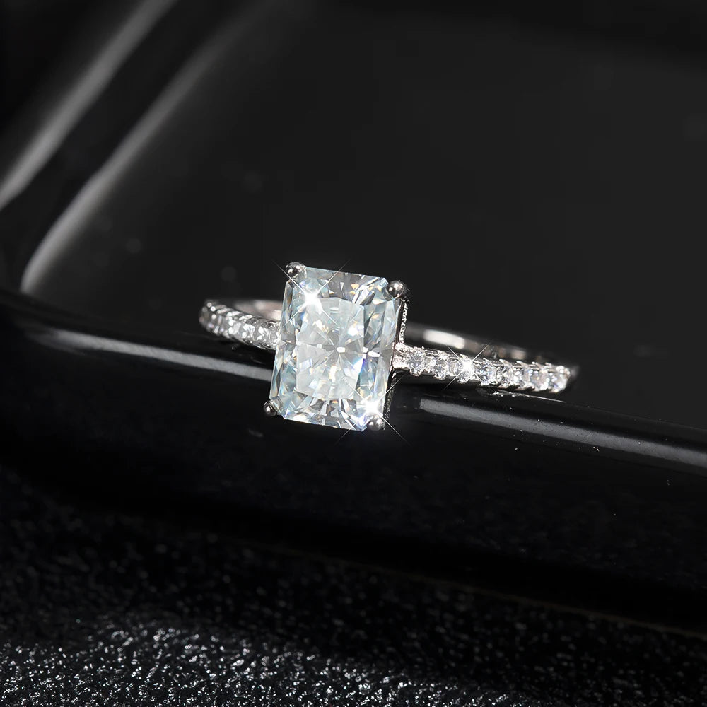 Radiant Cut Moissanite Ring, 1ct to 4ct in 925 Silver