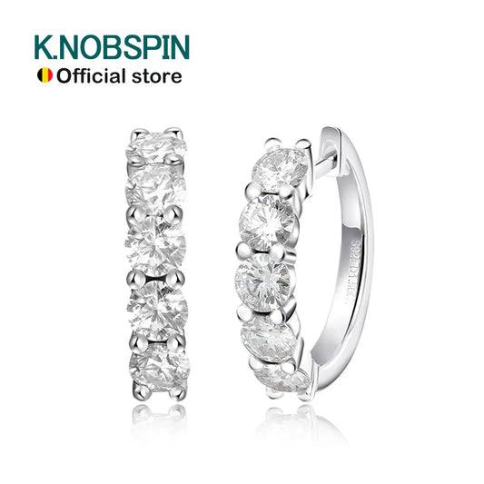 Moissanite Hoop Earrings, 3mm to 4mm in 925 Silver
