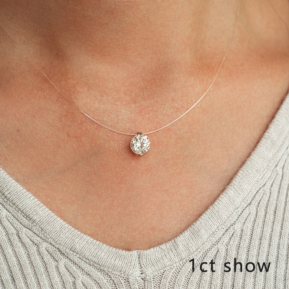 Moissanite Pendant Necklace, 1ct or 2ct in 925 Silver