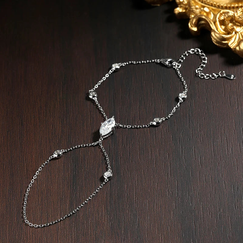 Marquise Moissanite Hand Chain Bracelet