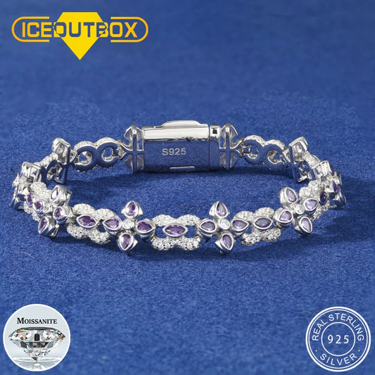 Infinity Cross Bracelet, Moissanite or CZ in 925 Silver
