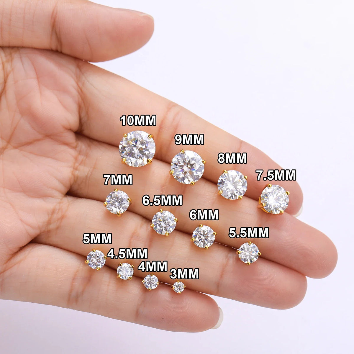 Moissanite Stud Earrings, 0.1ct to 4ct in 925 Silver