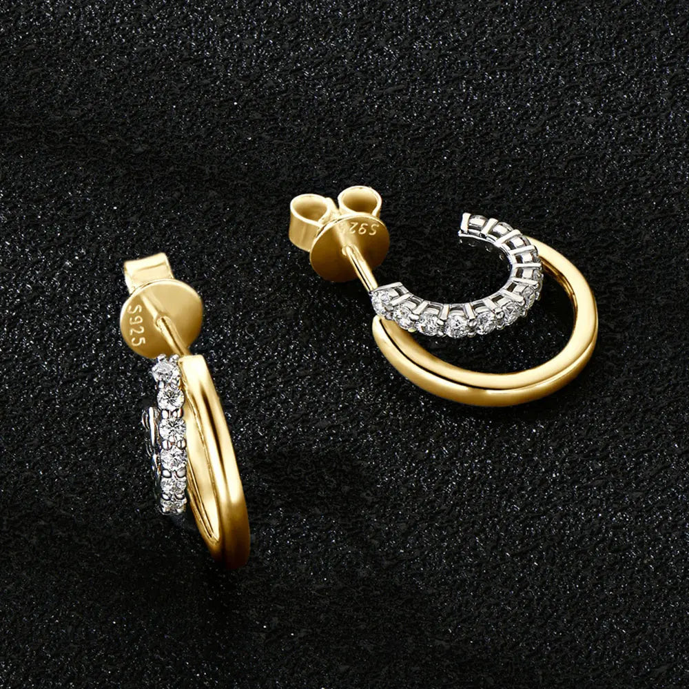 Moissanite Huggie Earrings, 1.5mm in 925 Silver