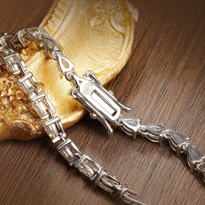 Pear Cut Moissanite Tennis Bracelet, GRA s925 Silver