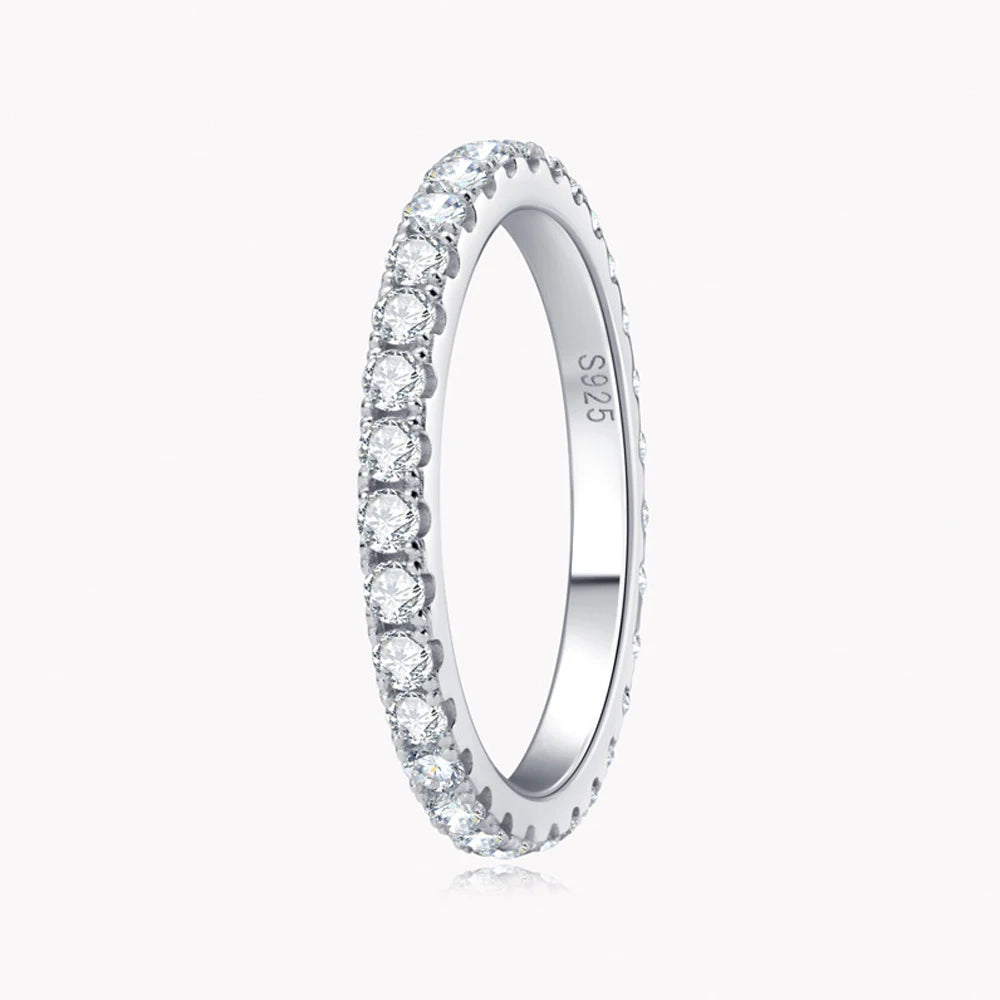 2mm or 3mm Moissanite Eternity Band in 925 Silver