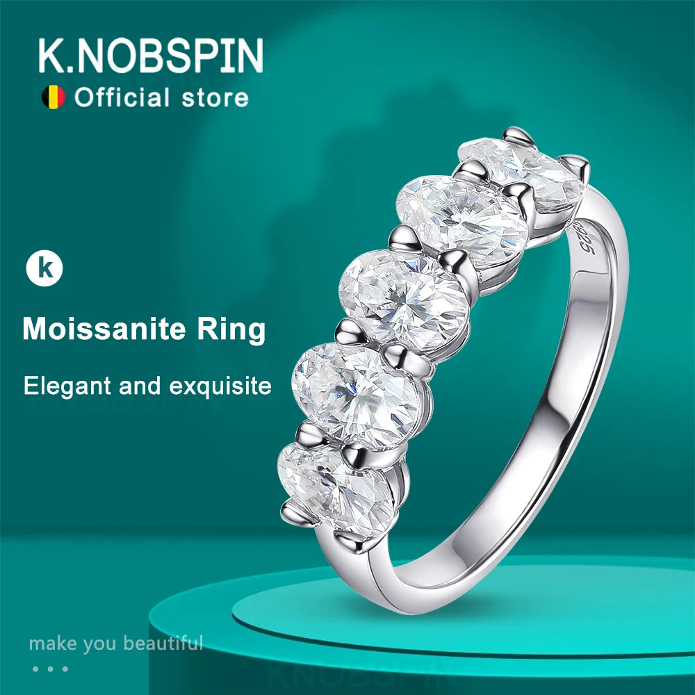 4x6mm Oval Moissanite Ring, GRA Certified 925 Silver