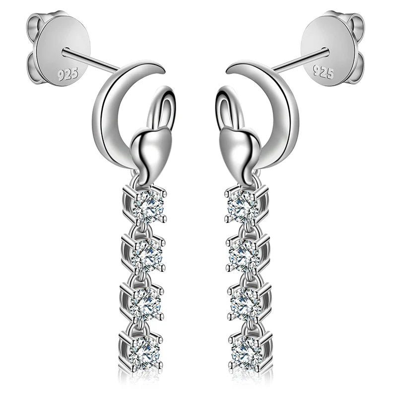 Ascher Cut Moissanite Earrings in 925 Silver