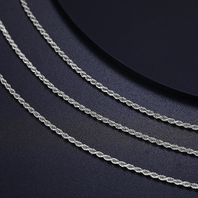 2.5mm Rope Chain Necklace in S925 Sterling Silver