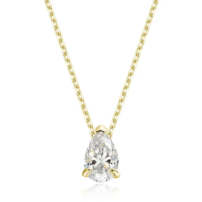 Pear Moissanite Pendant Necklace, 1ct to 4ct, 3 Styles