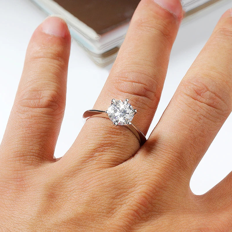 Moissanite Solitaire Ring, 0.5ct to 10ct, VVS1 Certified