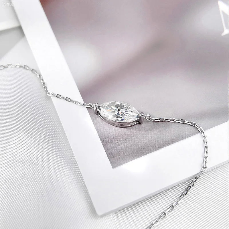 Marquise Pendant Necklace, 1ct to 3ct in 925 Silver