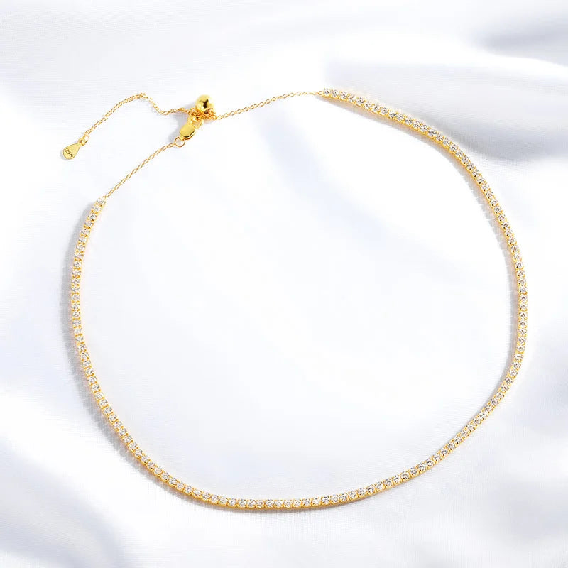 2mm Tennis Necklace Choker in Sterling Silver