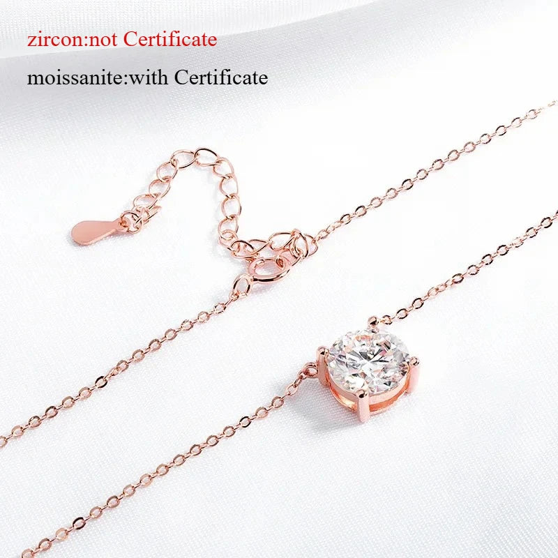 Solitaire Pendant Necklace, 1ct to 6ct in 925 Silver