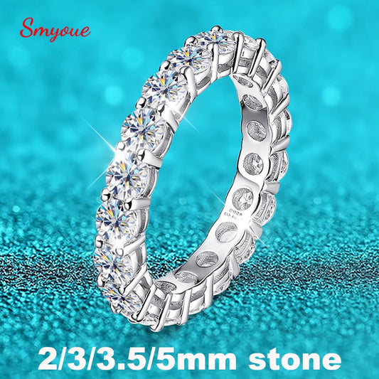 Moissanite Eternity Ring, 2mm to 5mm Band in S925 Silver
