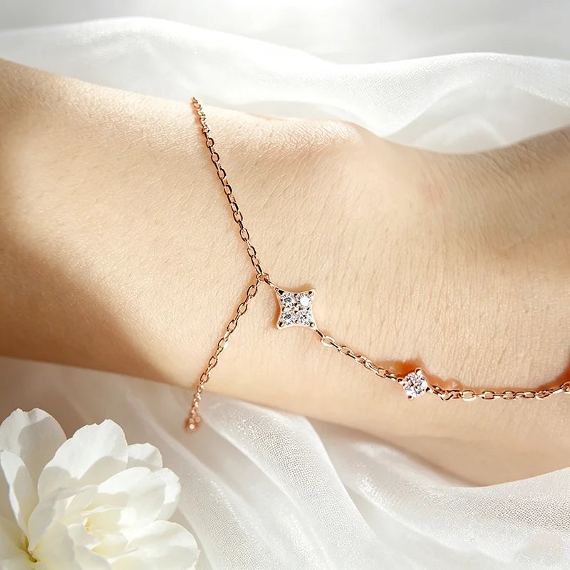 Certified Moissanite Bracelet, 14cm to 21cm Adjustable