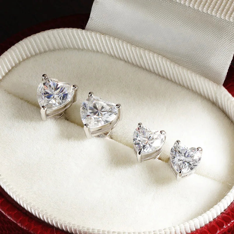 Heart Cut Stud Earrings, 0.5ct to 4ct