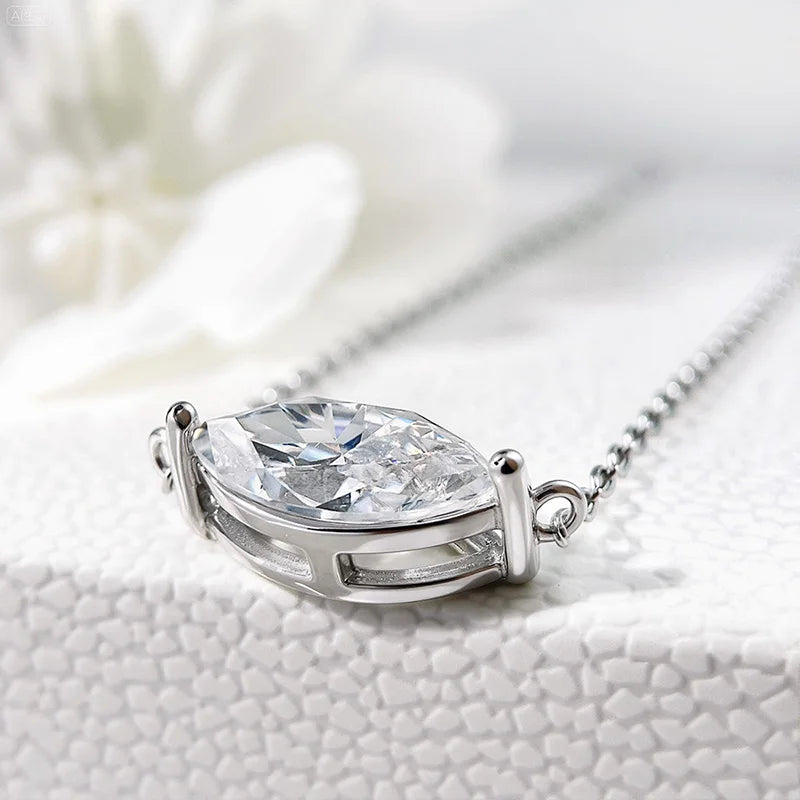 Marquise Pendant Necklace, 1ct to 3ct in 925 Silver