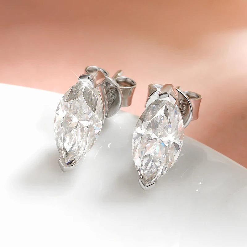 Marquise Moissanite Stud Earrings, 0.3ct to 3ct Each