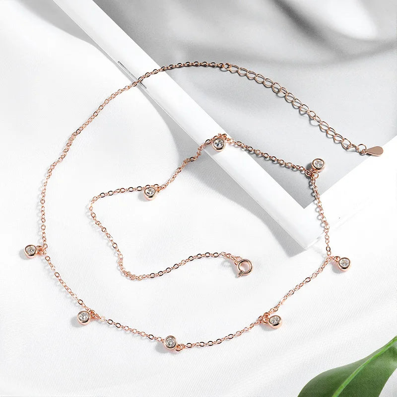 8 Stone Bubble Moissanite Necklace in 925 Silver