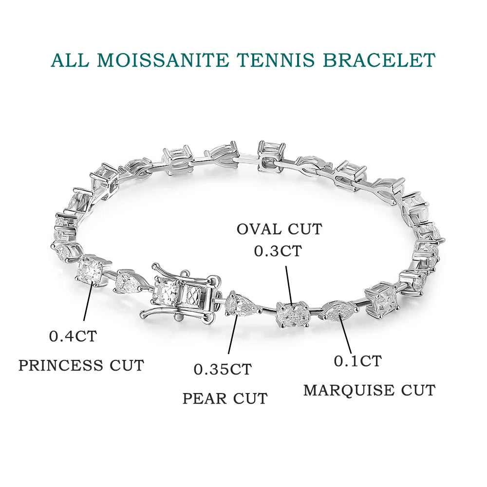 6.3ct to 8.1ct Moissanite Tennis Bracelet