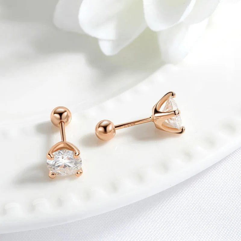 Moissanite Stud Earrings, 0.3ct to 2ct Each, 925 Silver