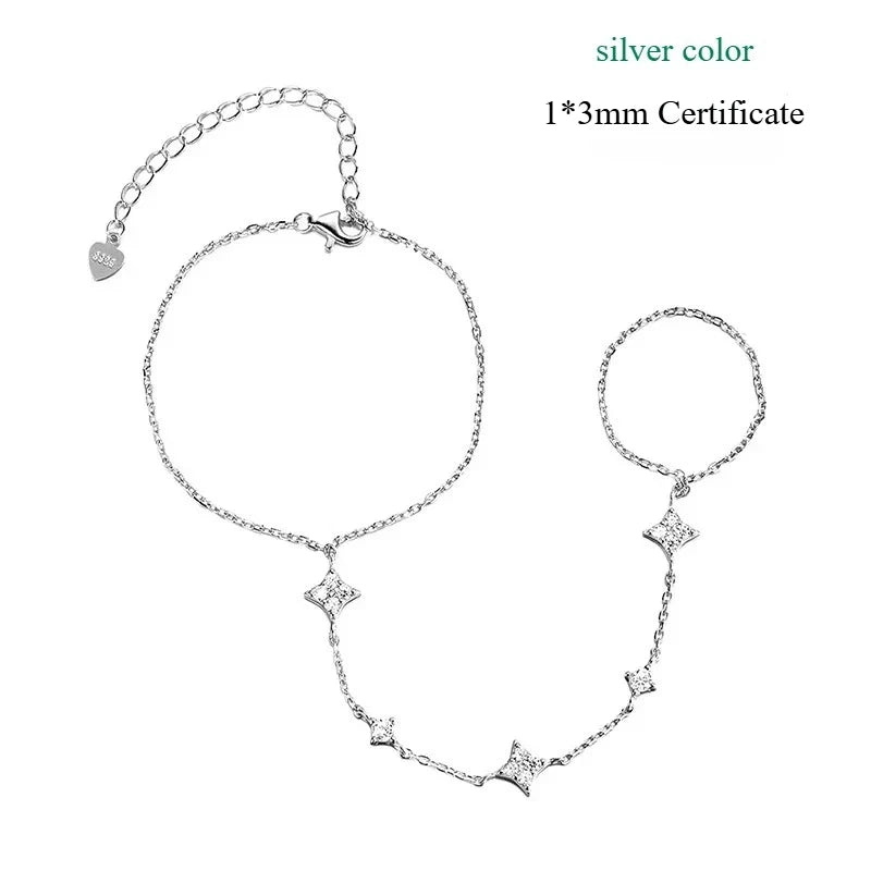 Certified Moissanite Bracelet, 14cm to 21cm Adjustable