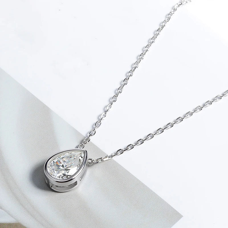 Pear Cut Moissanite Necklace, 1ct to 3ct GRA Certified