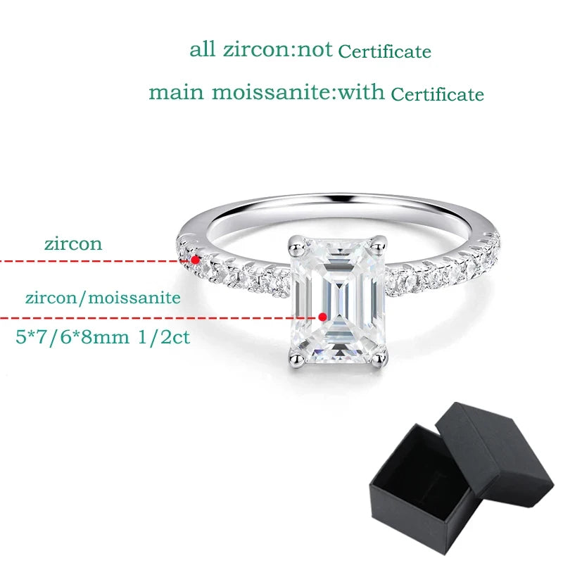 Emerald or Radiant Cut Ring, 1ct to 4ct in 925 Silver