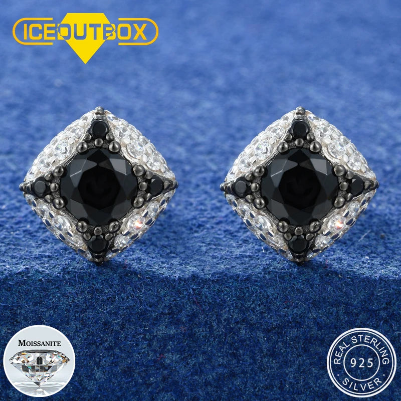Iced Star Stud Earrings, Moissanite or CZ, 925 Silver